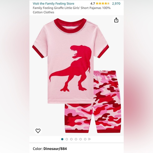 Family Feeling Kids T-Rex Pajamas 5t - Picture 1 of 4